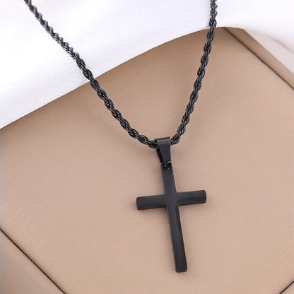 Twisted chain cross titanium steel necklace