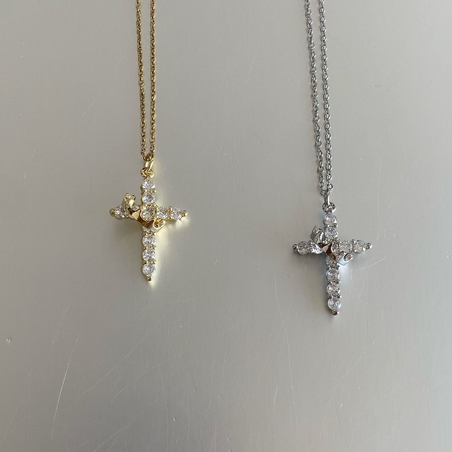 Rotatable Crown Diamond Cross Necklace for Women